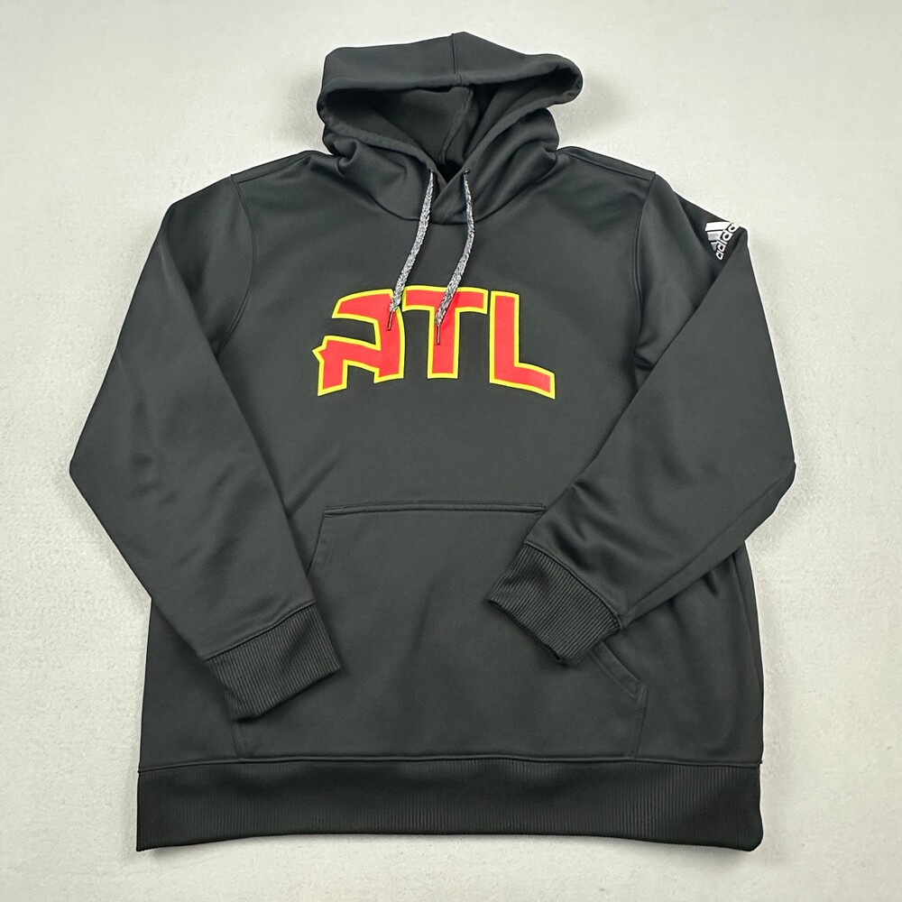 Atlanta Hawks Hoodie Men Extra Large Black Adidas Climawarm Fleece Sweatshirt XL